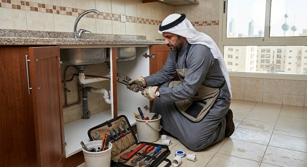 سباك صحي القرين الكويت لخدمات السباكة والصيانة المنزلية الفورية