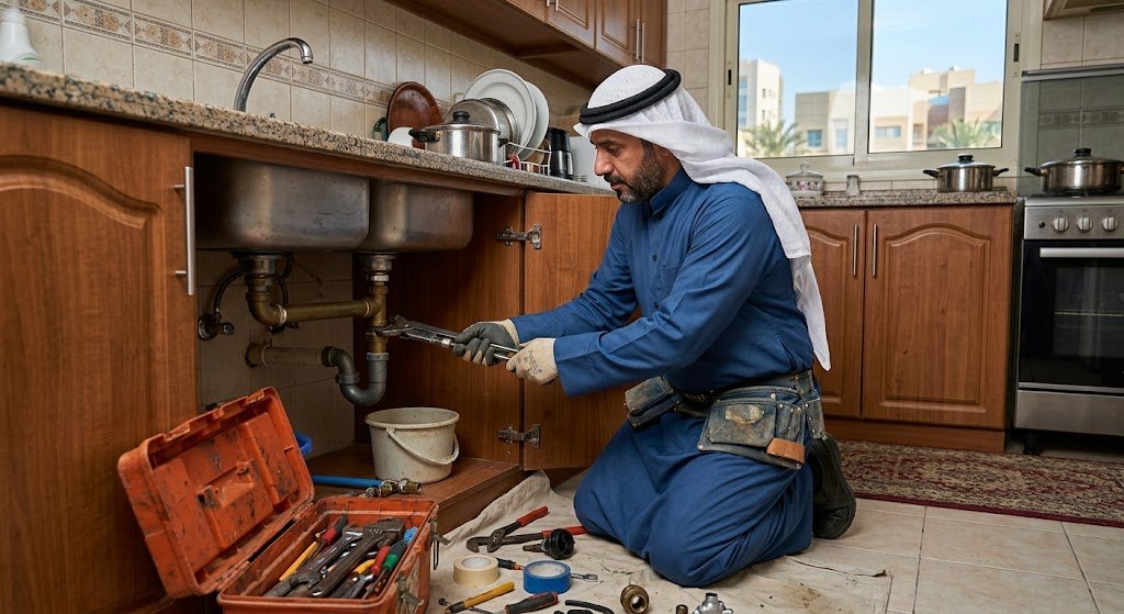 سباك صحي الدعية الكويت لخدمات السباكة والصيانة المنزلية الفورية